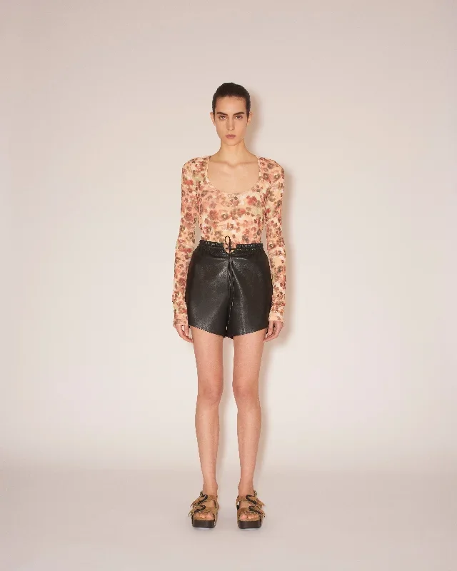 Janna - Sale Vegan Leather Drawstring Shorts - Black