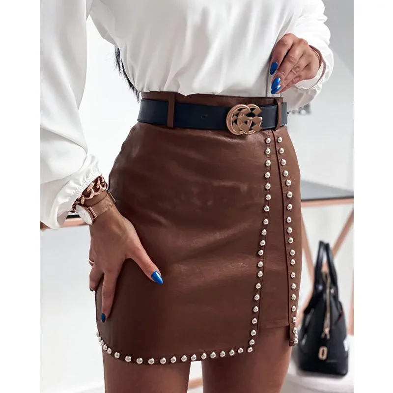 2022-juliafashion-women-pencil-skirt-elegant-fashion-pu-leather-mini-office-lady-solid-color-high-waist-slim-bottoms-sequin-solid-color-skirts