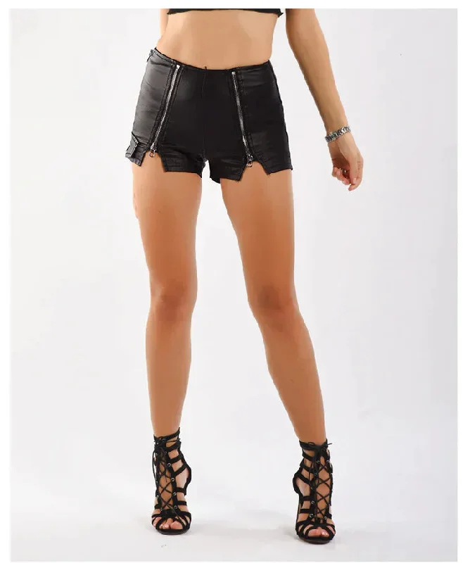 2024-black-pu-leather-pants-shorts