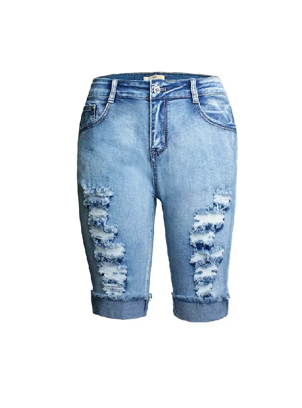 CROOKED CROPPED TROUSERS JEANS SHORTS