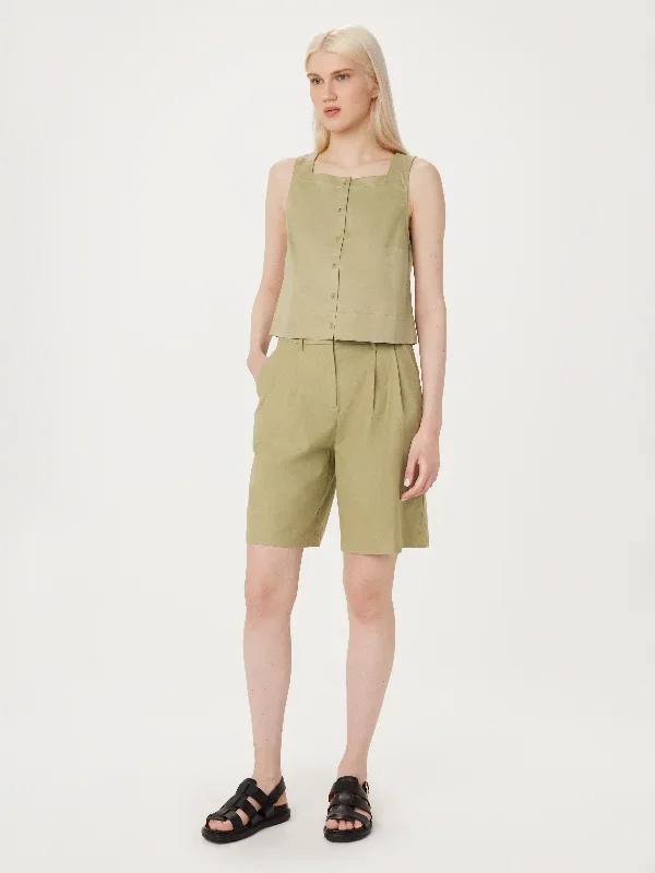 The Celine Bermuda Short in Green Beige