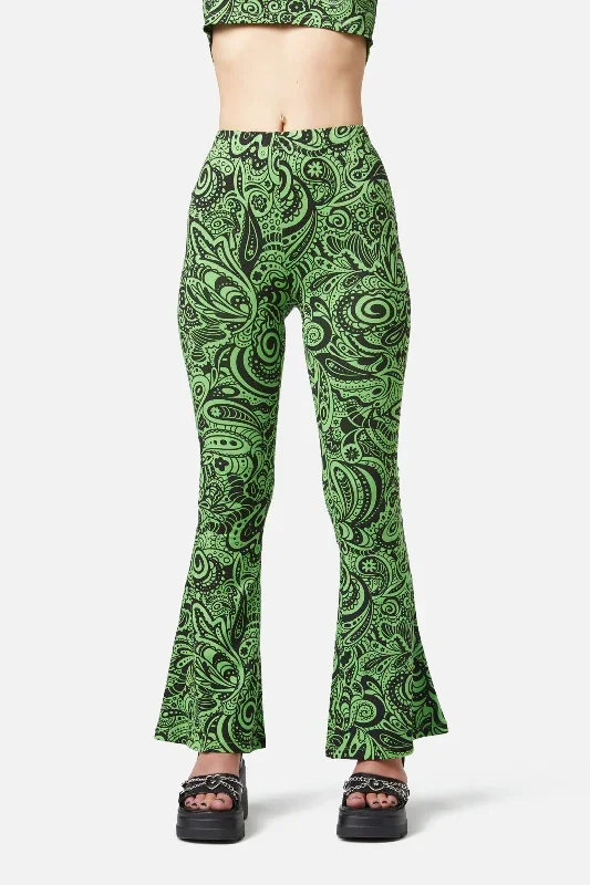 Acid Paisley Jersey Flares