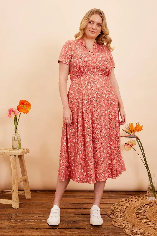 Adele Paprika Ditsy Floral Dress