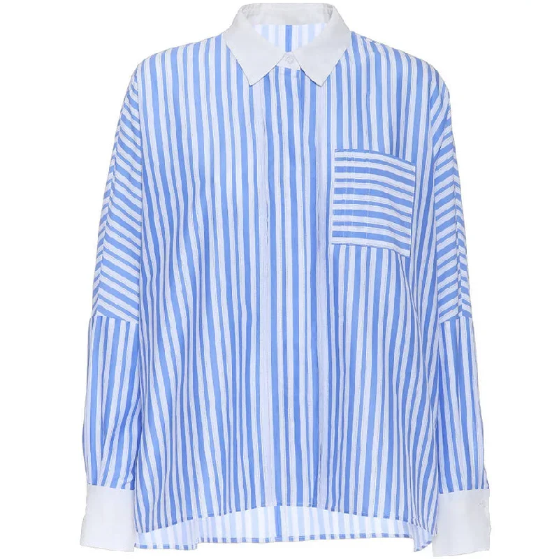 BLUE WHITE STRIPED OVERSIZED BLOUSE ""BELLA""