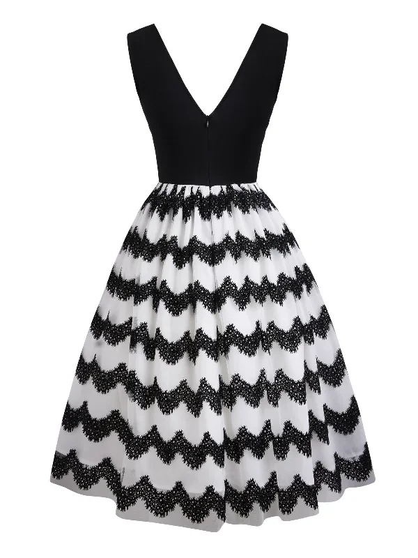 black-1950s-striped-swing-dress