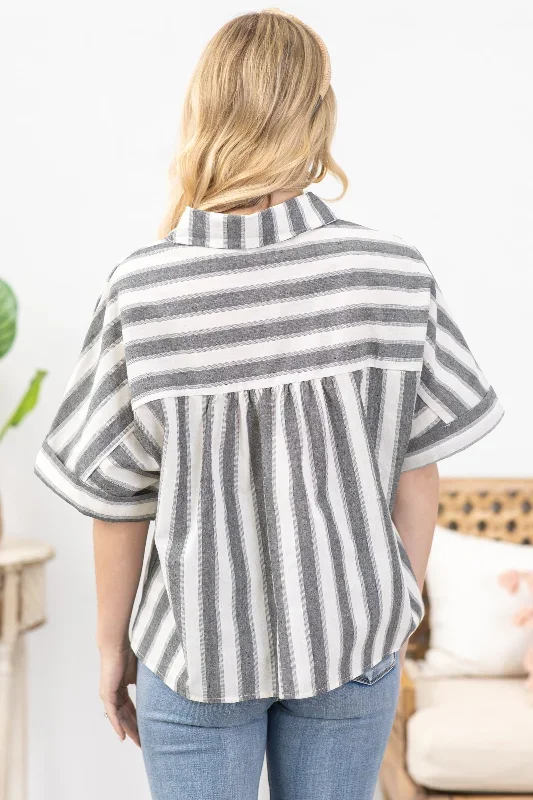 black-stripe-dolman-sleeve-button-up-woven-top