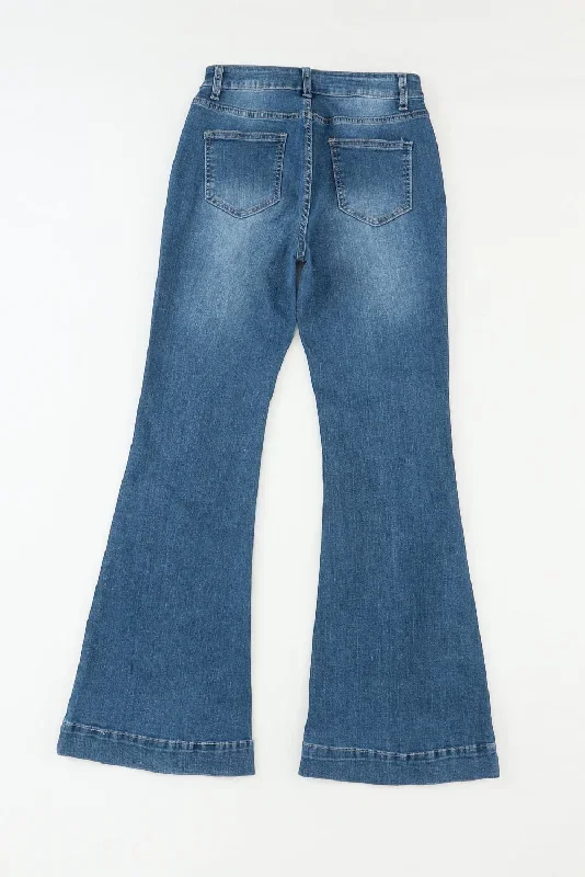 blue-high-waist-seam-stitching-pocket-flare-jeans