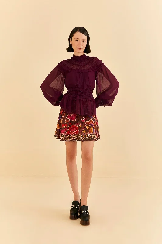 burgundy-ruffle-high-neck-blouse