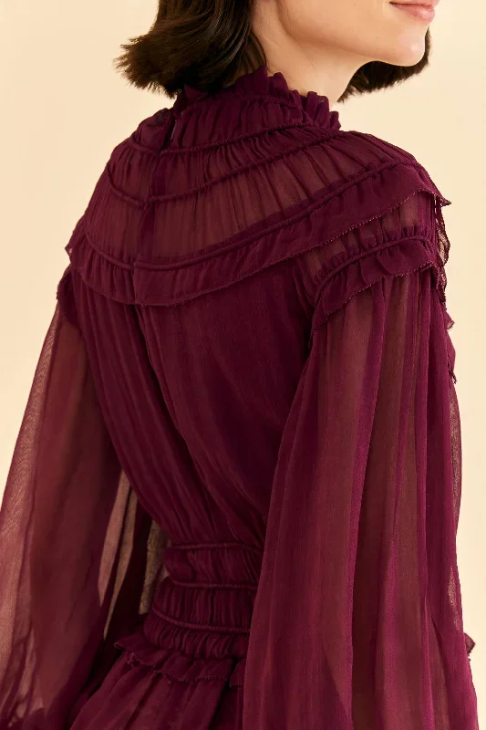 burgundy-ruffle-high-neck-blouse