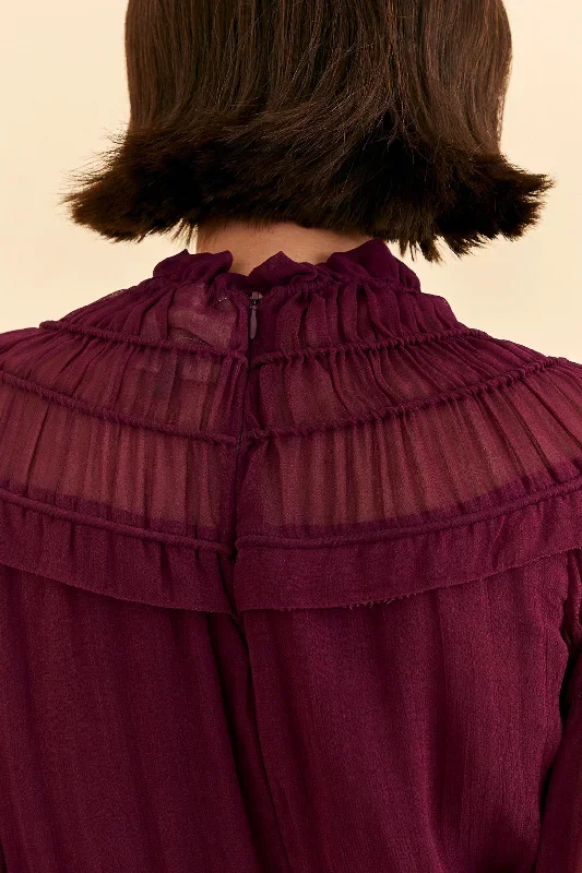 burgundy-ruffle-high-neck-blouse