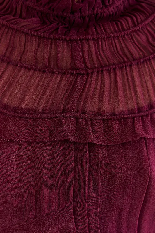 burgundy-ruffle-high-neck-blouse