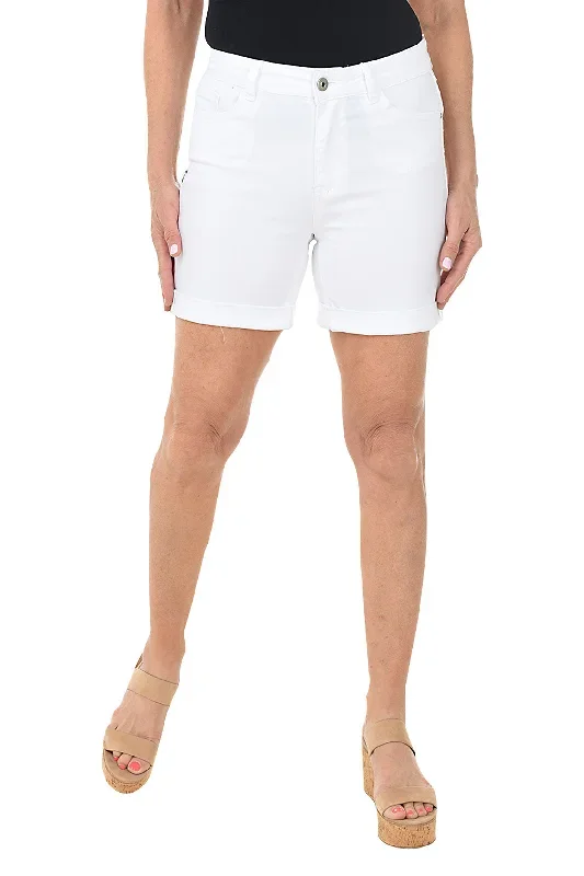 White Cuffed Hem Denim Short