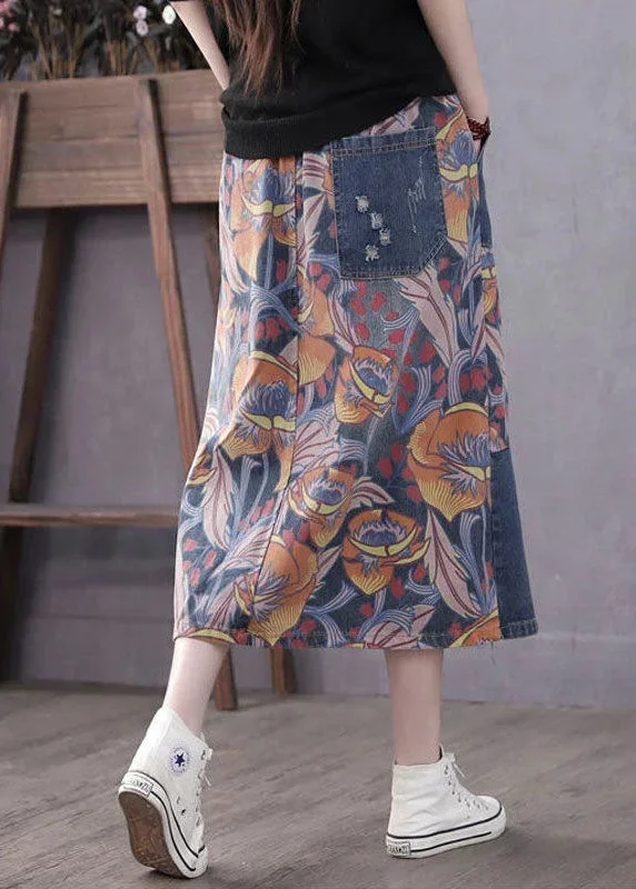 casual-blue-pockets-patchwork-print-a-line-fall-denim-skirt