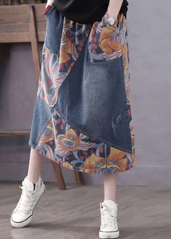 casual-blue-pockets-patchwork-print-a-line-fall-denim-skirts