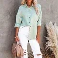 casual-elegant-women-blouse-shirt-summer-lapel-button-down-shirt-long-sleeve-solid-office-tops-female-loose-pocket-vintage-shirt