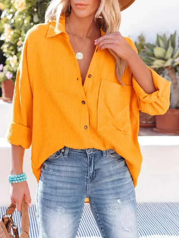 casual-elegant-women-blouse-shirt-summer-lapel-button-down-shirt-long-sleeve-solid-office-tops-female-loose-pocket-vintage-shirt