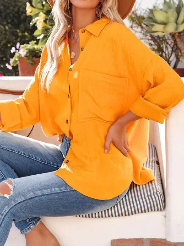 casual-elegant-women-blouse-shirt-summer-lapel-button-down-shirt-long-sleeve-solid-office-tops-female-loose-pocket-vintage-shirt