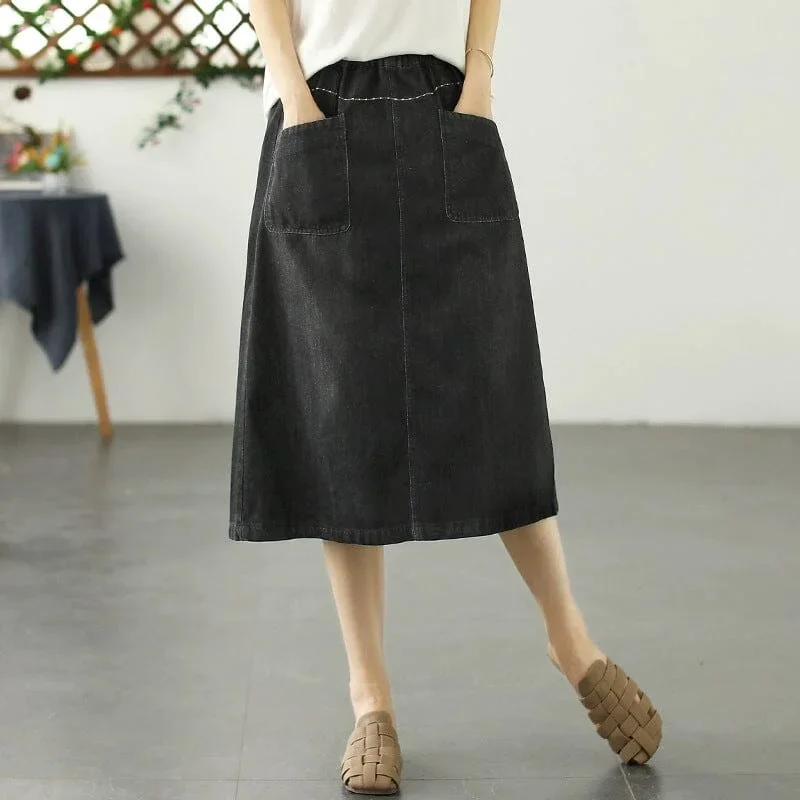 casual-minimalist-patchwork-a-line-denim-skirts