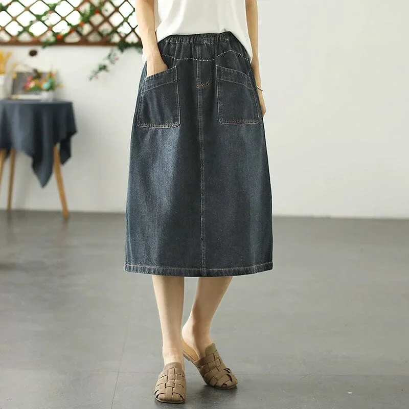 casual-minimalist-patchwork-a-line-denim-skirts