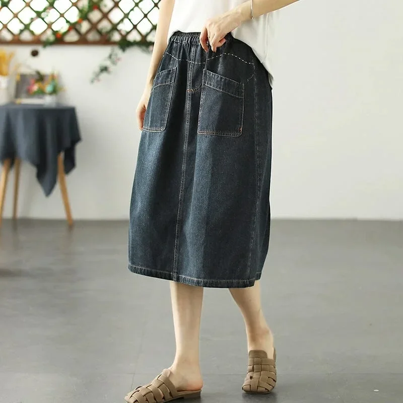 casual-minimalist-patchwork-a-line-denim-skirts