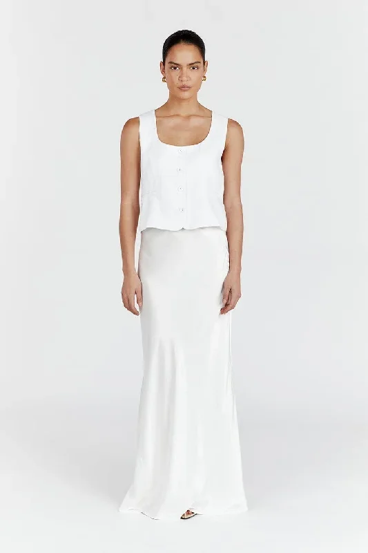 CHARLI WHITE SATIN MAXI SKIRT