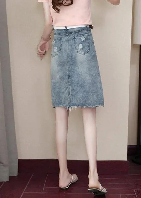 classy-blue-pockets-nail-bead-hole-sashes-denim-skirts-summe