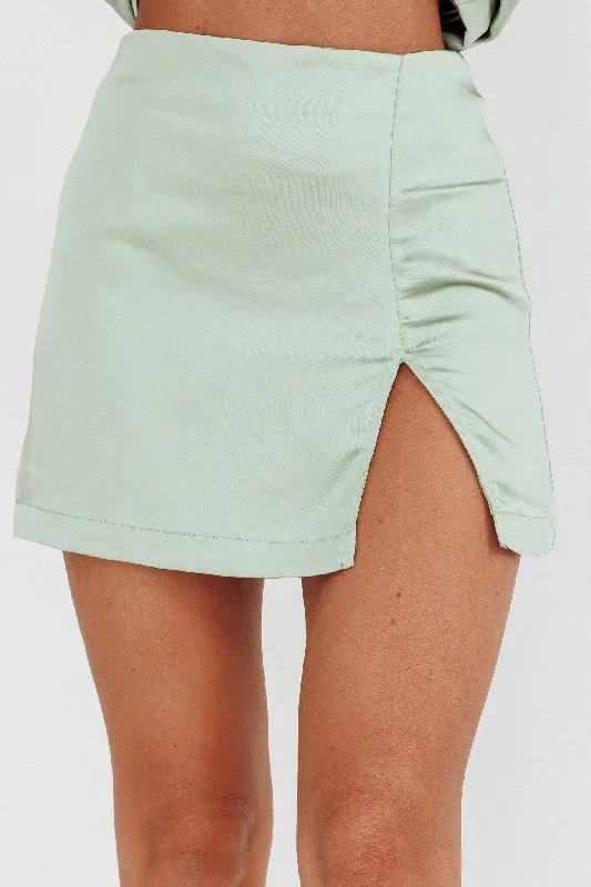 coco-satin-mini-skirt-sage