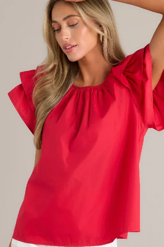 everyday-radiance-red-ruffle-sleeve-top