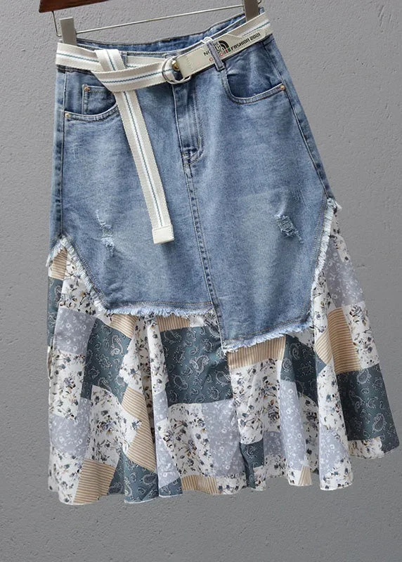 fashion-denim-blue-print-patchwork-high-waist-maxi-skirt-summer