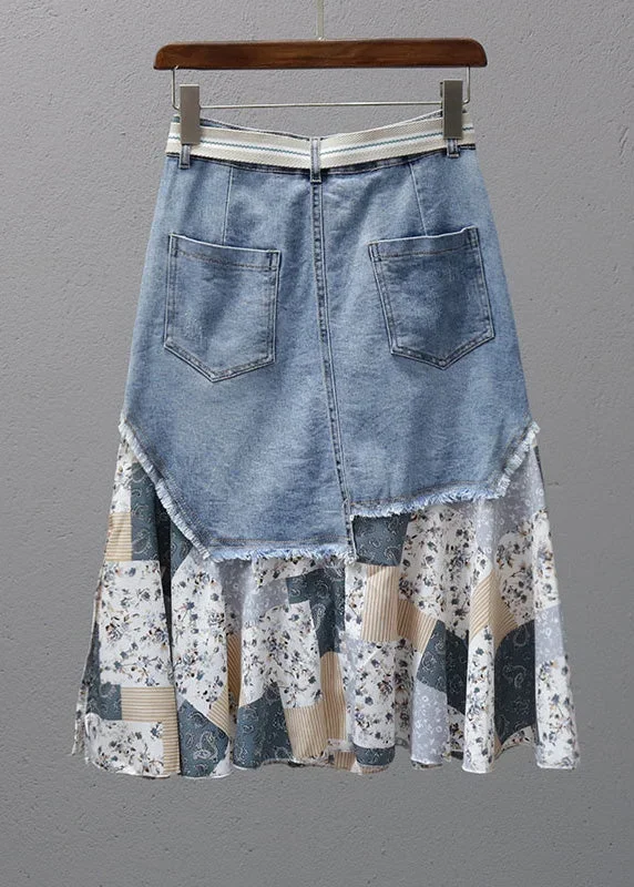 fashion-denim-blue-print-patchwork-high-waist-maxi-skirt-summer