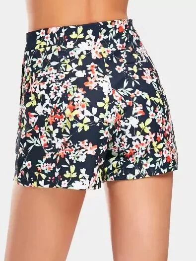 fashion-high-waist-floral-print-shorts