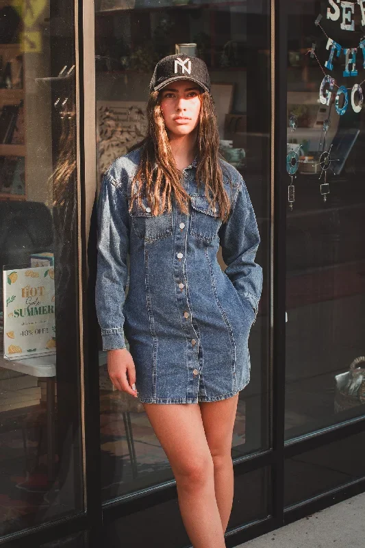 Fitted Denim Utility Dress