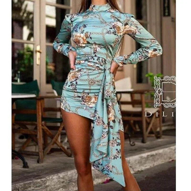 floral-print-ruched-designed-mini-dress-women-turtleneck-long-sleeve-dress-autumn-2019-bodycon-sexy-party-dresses-vestidos-mujer