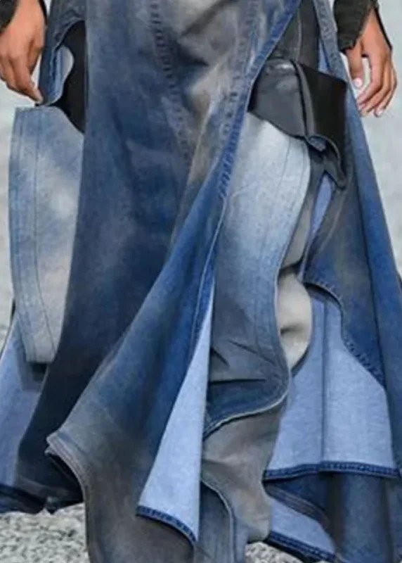 french-blue-asymmetrical-patchwork-denim-skirts-summer