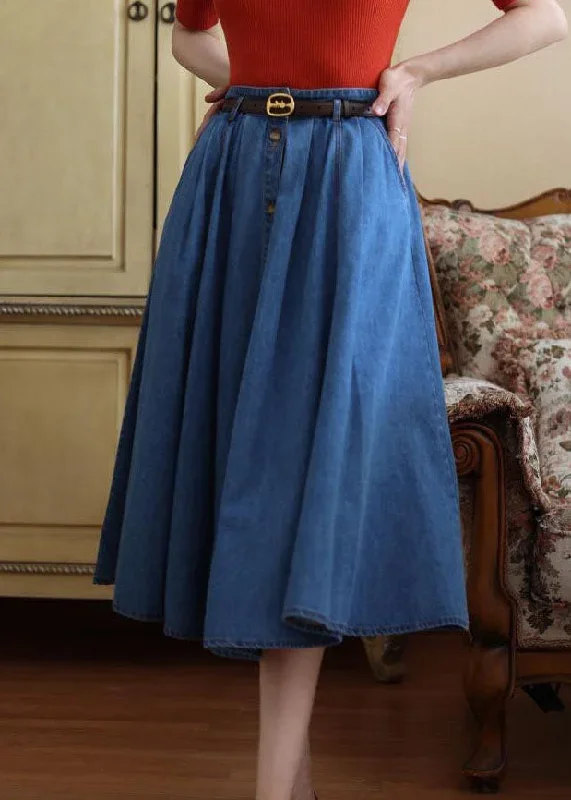 french-blue-high-waist-exra-large-hem-cotton-denim-skirts-spring