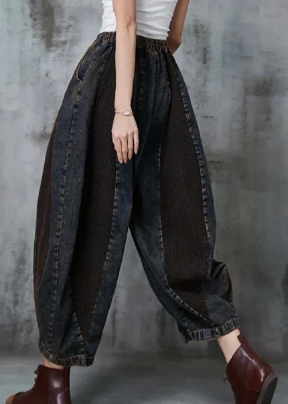 french-navy-oversized-patchwork-denim-pants-spring