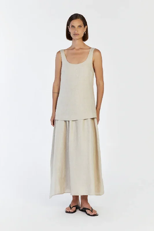 GIGI CHALK LINEN MIDI DRESS