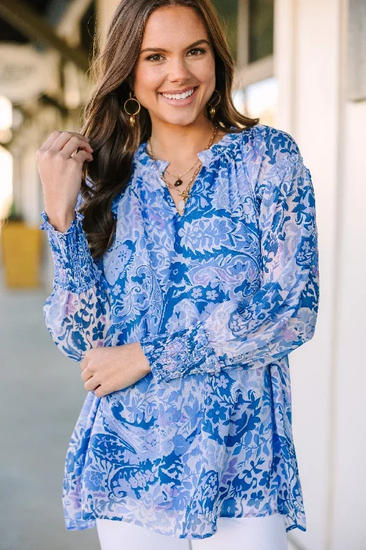 Gotta Get Going Blue Paisley Blouse