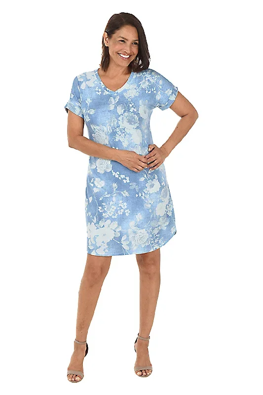 Denim Floral T-Shirt Dress