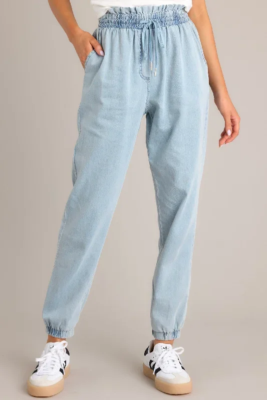 Harbor Horizon Light Chambray Cotton Joggers