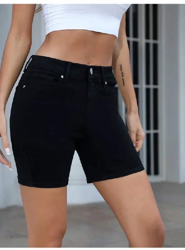 high-waist-black-pencil-denim-shorts