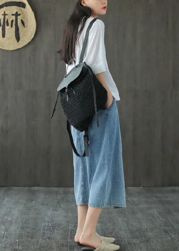 italian-denim-blue-elastic-waist-asymmetrical-oriental-button-cotton-skirt-summer