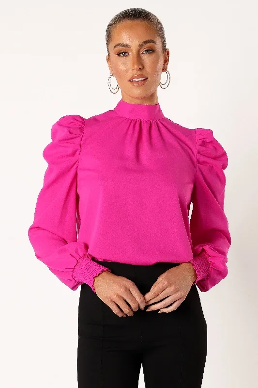 Jenny Puff Sleeve Blouse - Magenta