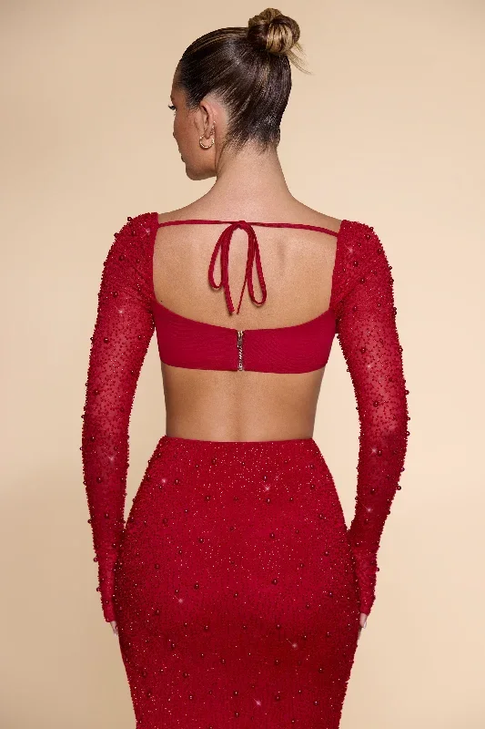 la-desirade-embellished-cowl-neck-crop-top-in-red