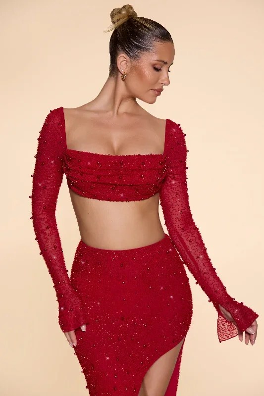 la-desirade-embellished-cowl-neck-crop-top-in-red