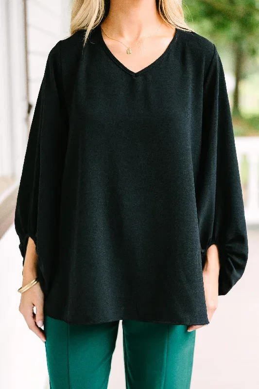 lets-be-clear-black-bubble-sleeve-blouse