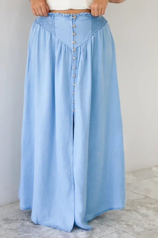 Life On The Go Maxi Skirt: Denim