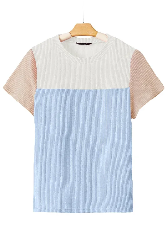 light-blue-rib-textured-colorblock-t-shirt