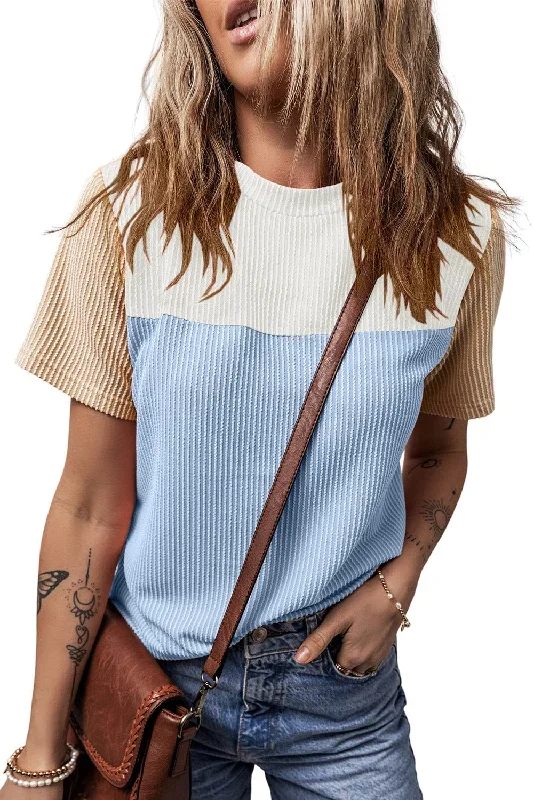 light-blue-rib-textured-colorblock-t-shirt