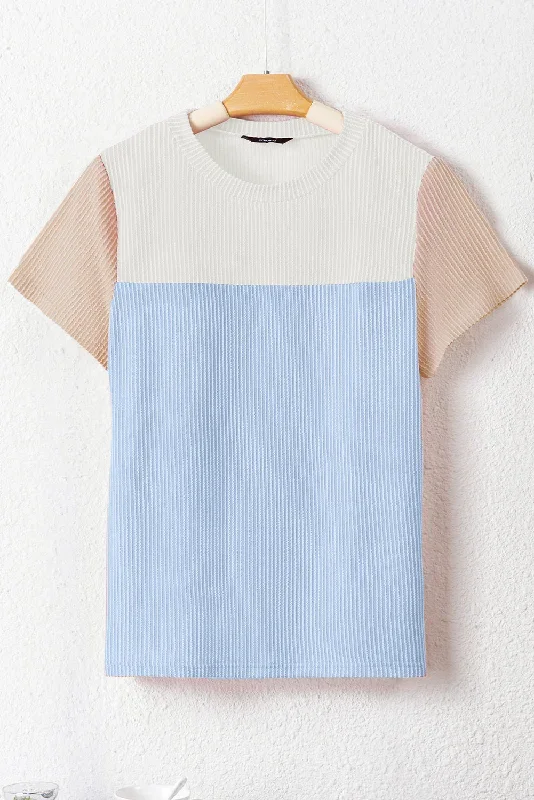 light-blue-rib-textured-colorblock-t-shirt